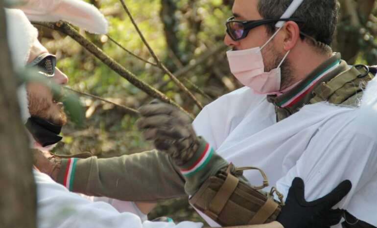 Snake che cerca di fare un tampone ad un coniglio gigante