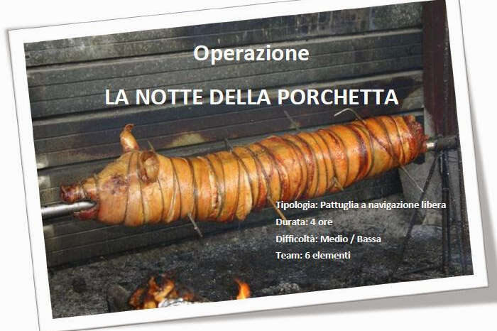 Locandina torneo notturno pattuglia a navigazione libera La notte della porchetta